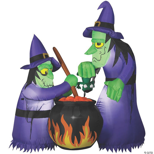 6' Double Bubble Witch Inflatable Outdoor Halloween Yard Decoration Airblown