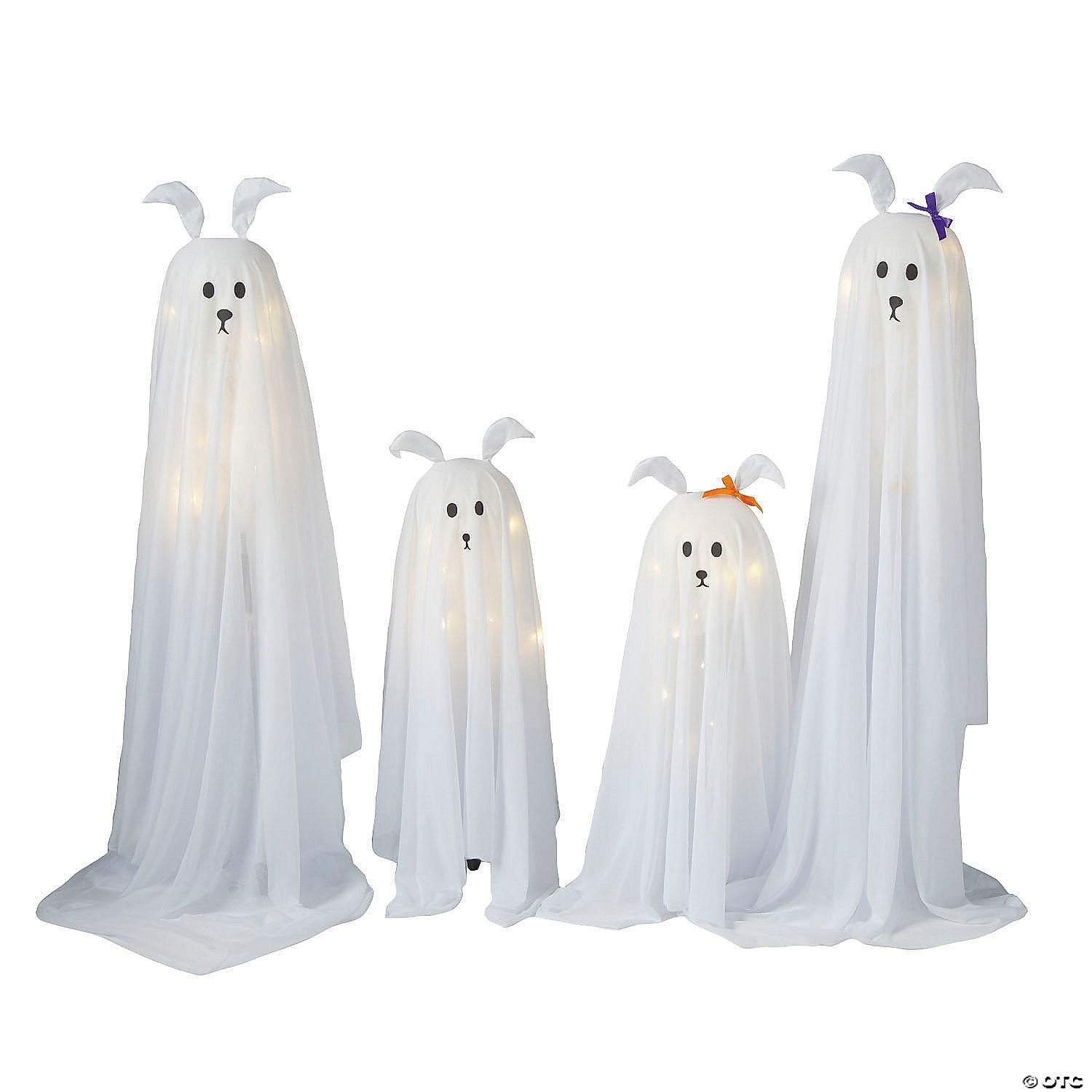 Set of 4 Halloween Standing Dog Ghost Family Light Up Decoration Porch Prop 2025