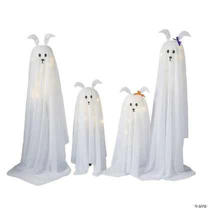 Set of 4 Halloween Standing Dog Ghost Family Light Up Decoration Porch Prop 2025