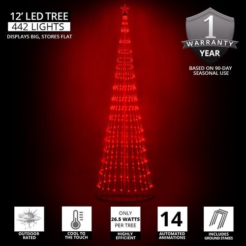 4' 6' 9' 12' Red Animated LightShow Cone Tree Christmas Outdoor Yard LED 14 Mode