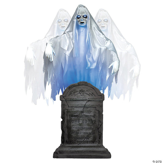 LifeSize 6 Ft Ghost Woman Tombstone Cemetery Animated Halloween Haunt Grave Prop