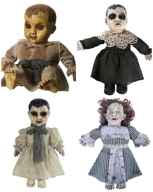 Set of 4 Haunted Dolls Animated Talking Halloween Decoration Haunt Evil Prop