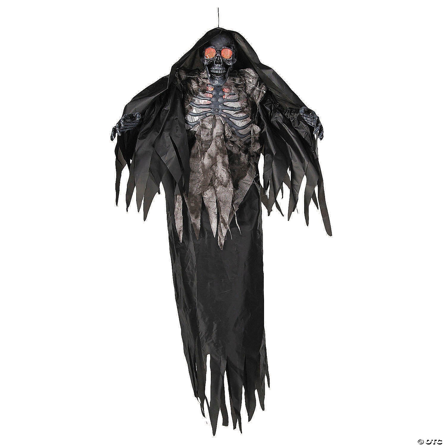5.4 Ft Animated Black & Gray Skeleton Reaper Halloween Haunted Spirit Grave Prop