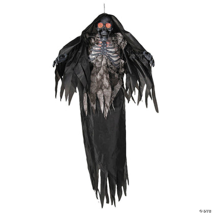 5.4 Ft Animated Black & Gray Skeleton Reaper Halloween Haunted Spirit Grave Prop