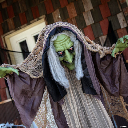 LifeSize Hunchback Witch Animated Halloween Decor Outdoor Haunt Yard Porch Prop