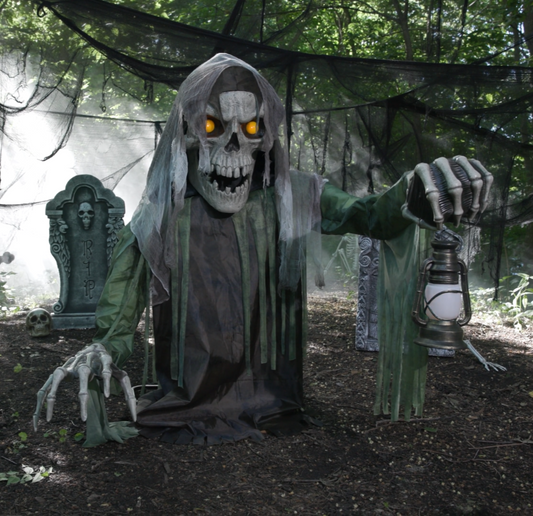 4.10Ft Rotten Reaper Skeleton Grave Spirit Animatronic Halloween Haunt Prop 2025