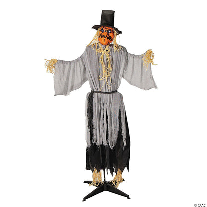 LifeSize Head Turning Pumpkin Scarecrow Animated Halloween Haunt Decor Yard Prop
