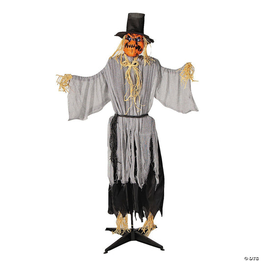 LifeSize Head Turning Pumpkin Scarecrow Animated Halloween Haunt Decor Yard Prop