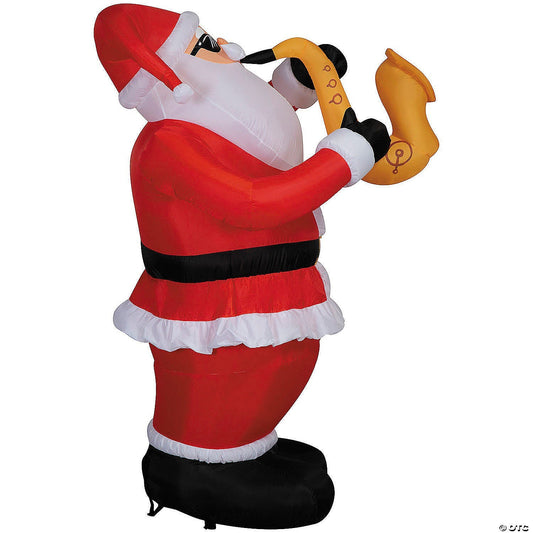 6 Ft Animated Santa Playing Saxophone Christmas Inflatable Outdoor Yard Decor
