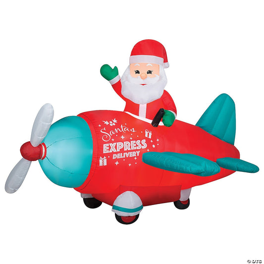 61" Animated Santa Express Vintage Plane Christmas Inflatable Outdoor Yard Decor