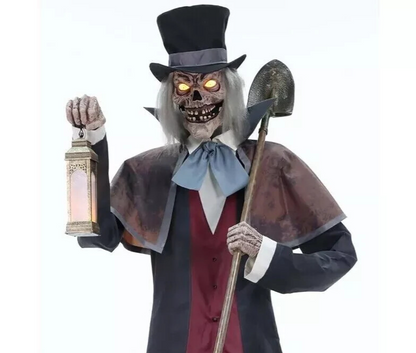 8.5' Graveyard Host Skeleton Animatronic Animated Halloween Haunt Prop Cemetery