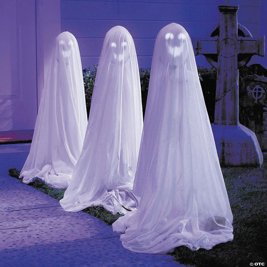 47" Set of 3 Talking Lighted Ghosts Spirit Animated Halloween Decor Prop 2025