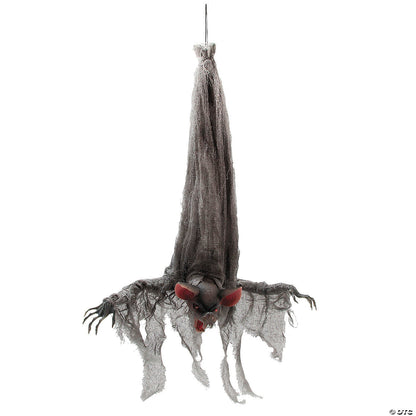 GIANT 39" Animated Screeching Gray Vampire Bat Halloween Haunted Prop Spirit