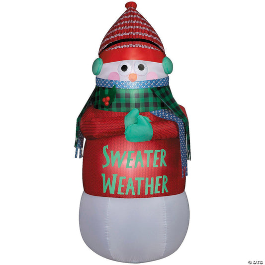 6 Ft Animated Shivering Snowman Sweater Christmas Inflatable Outdoor Yard Decor