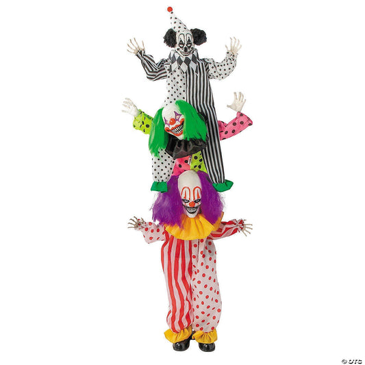 Life Size 5 Ft 10" Evil Clown Stack Animated Halloween Haunt Prop Circus Spirit