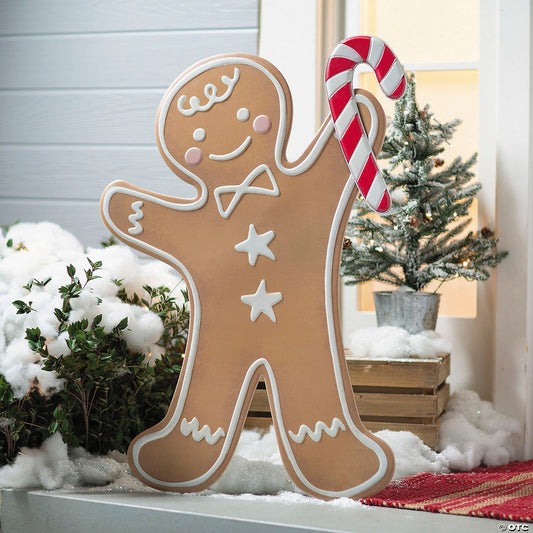 35" Giant Gingerbread Man Standing Christmas Outdoor Decoration Porch Home
