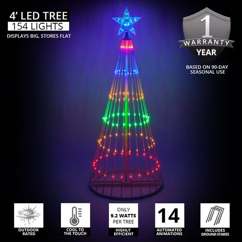 4' 6' 9' 12' Multicolor Animated LightShow Cone Tree Christmas Outdoor Yard LED