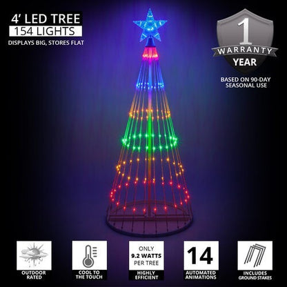 4' 6' 9' 12' Multicolor Animated LightShow Cone Tree Christmas Outdoor Yard LED