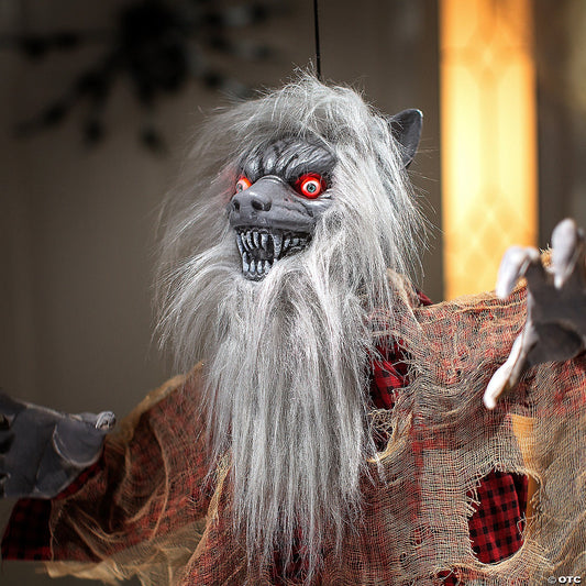See Video! Hanging Werewolf Animated Halloween Decoration Outdoor Haunted Prop