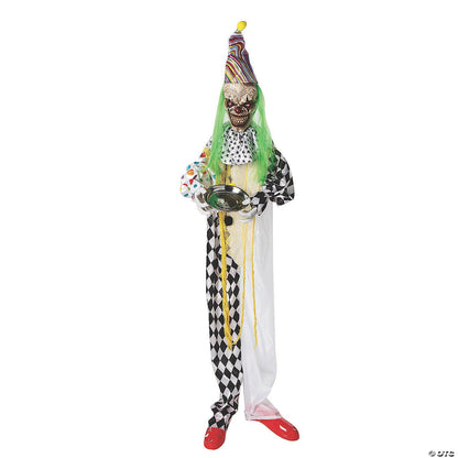 Set of 2 - Life Size Hanging Killer Clown Animated Halloween Haunted Circus Prop