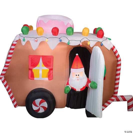 66" Animated Christmas Gingerbread Trailer Camper Inflatable Outdoor Decoration