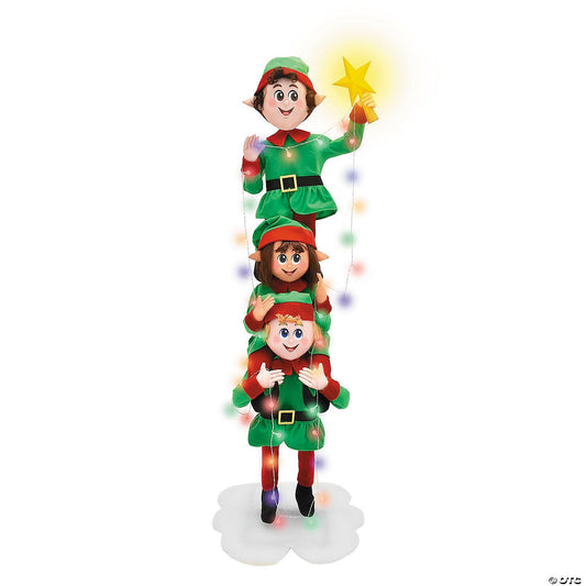 6.5 Ft Elf Stack Animated Lights & Sound Outdoor Christmas Yard Decoration Porch