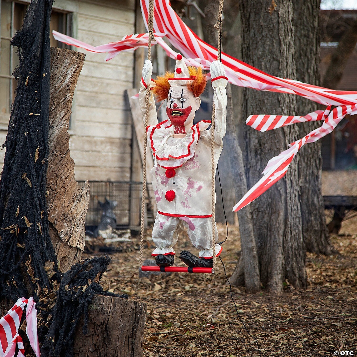 Halloween Animated Swinging Happy Evil Clown Haunted Circus Prop Decor See Video