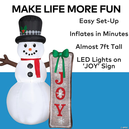 83" Animated LightShow Snowman with JOY Sign Inflatable