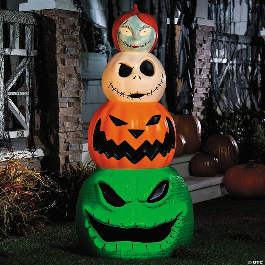 49" Lighted Pumpkin Stack - Jack Sally Oogie Boogie