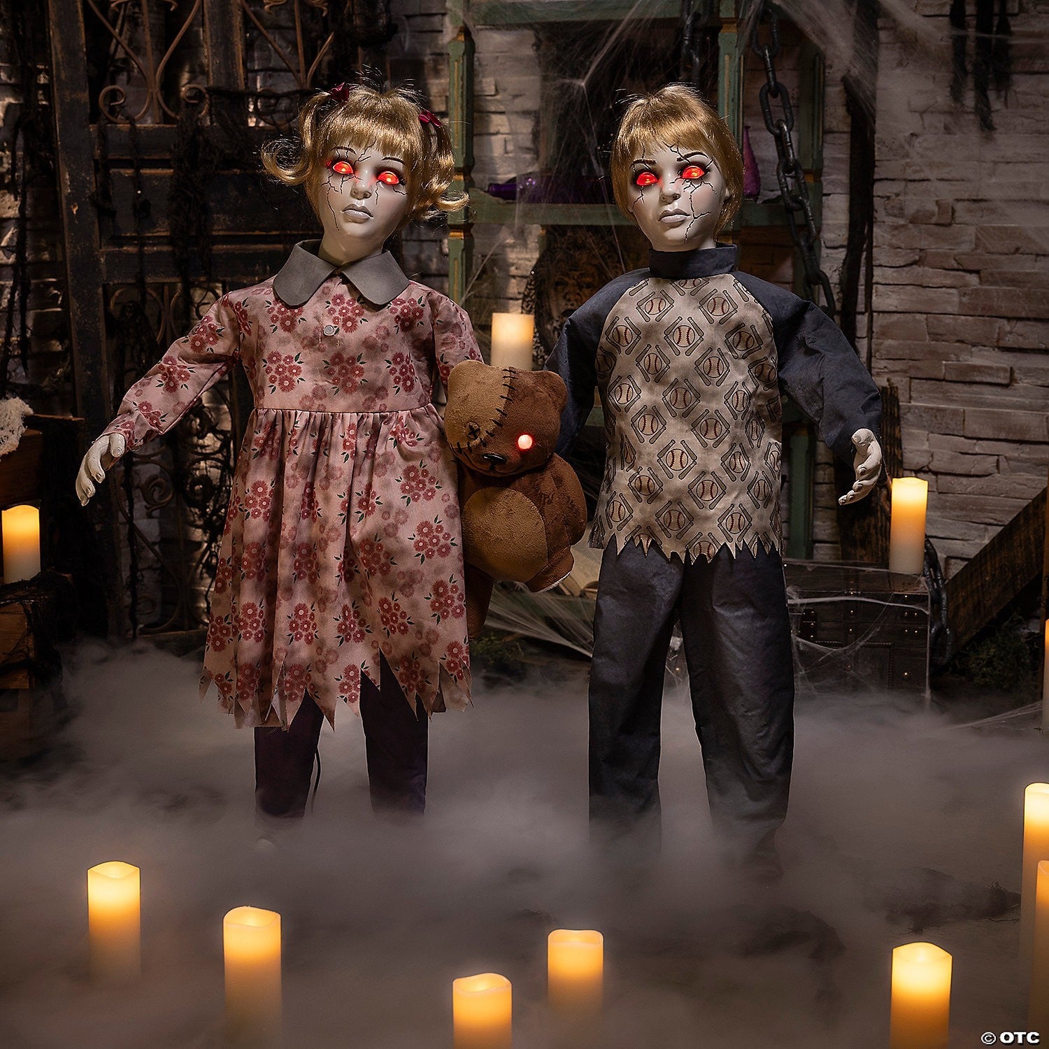 3' Animated Zombie Apocalypse Twins Evil Dolls Halloween Spirit Haunt Prop 2025