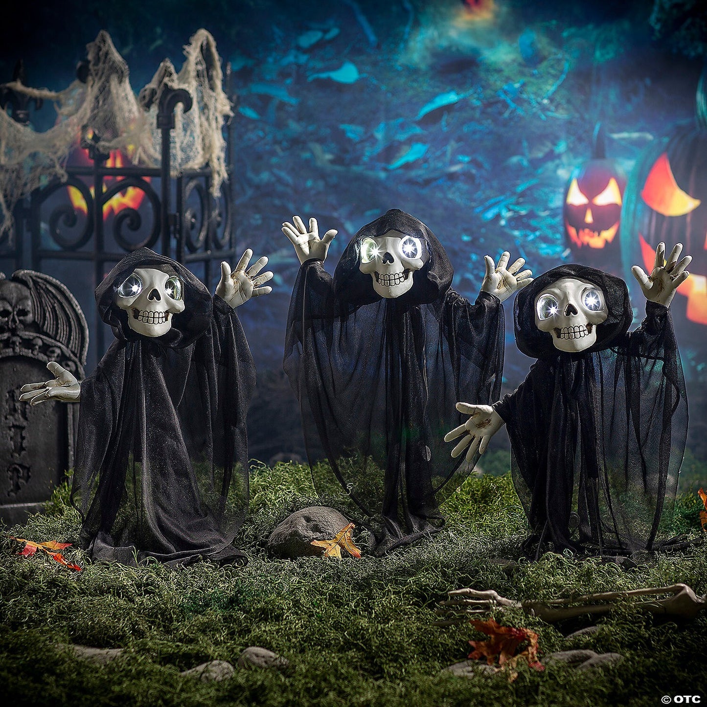 2 Ft Skeleton Reaper Yard Path Stakes Halloween Outdoor Haunt Decoration Lighted