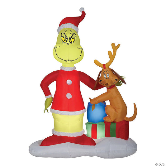 6 Ft Grinch & Max with Gifts Inflatable Christmas Outdoor Yard Decor Lighted