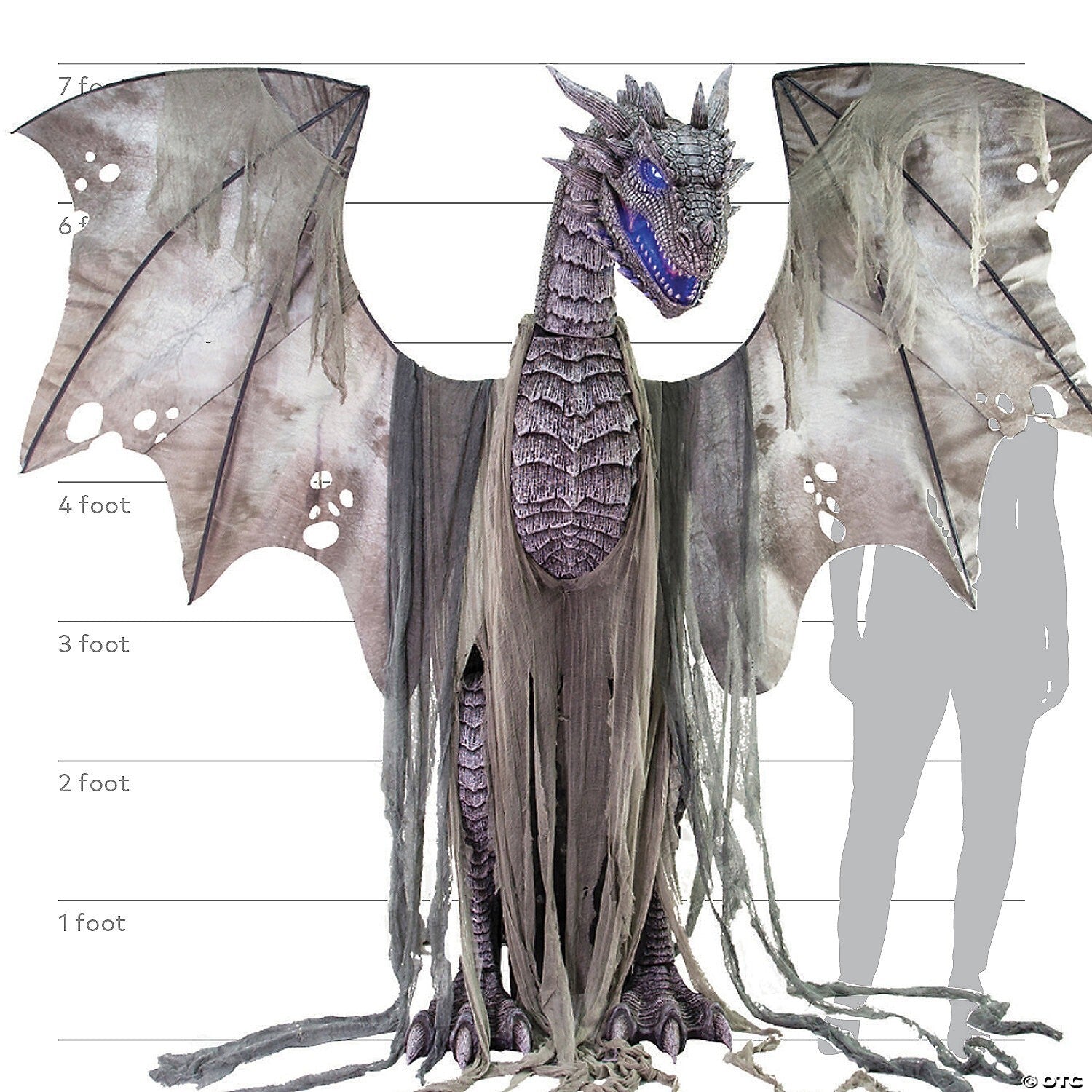 Life Size 7 Ft Winter Dragon Animatronic Outdoor Halloween Decoration Haunt Prop
