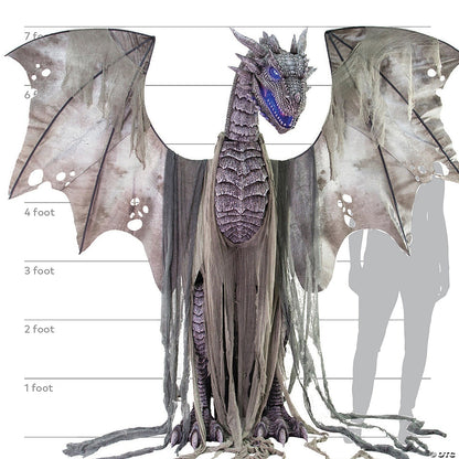 Life Size 7 Ft Winter Dragon Animatronic Outdoor Halloween Decoration Haunt Prop