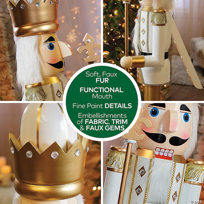 3 Ft Giant Nutcracker Toy Soldier Wood Christmas Outdoor Decoration Prop Gold