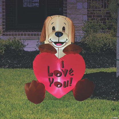 4 FT I LOVE YOU PUPPY DOG Valentines Day Inflatable Outdoor Decorations Blow Up