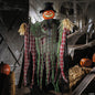 51" Hanging Talking Animated Plaid Scarecrow Halloween Decor Haunt Prop Spirit