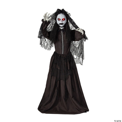 See Video LifeSize Jaw Drop Black Bride Animated Halloween Haunt Yard Prop Decor