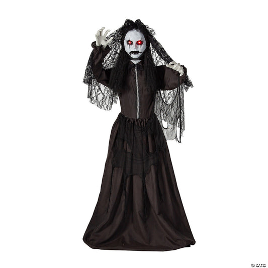 See Video LifeSize Jaw Drop Black Bride Animated Halloween Haunt Yard Prop Decor