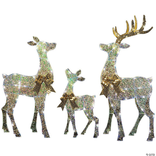 51" Lighted Reindeer Set of 3 Christmas Outdoor Yard Decoration LED Lights Prop