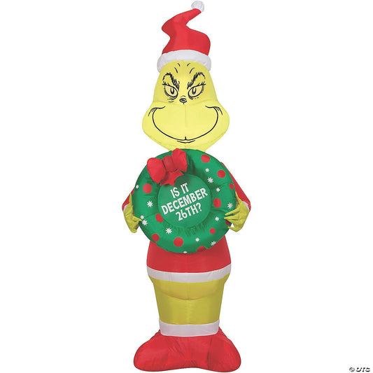 48" Grinch w Wreath 26th Inflatable Christmas Outdoor Yard Decor LED Lighted