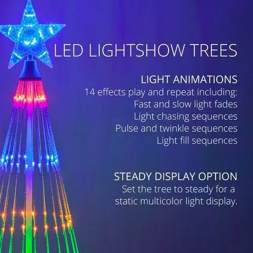 4' 6' 9' 12' Multicolor Animated LightShow Cone Tree - 14 Modes