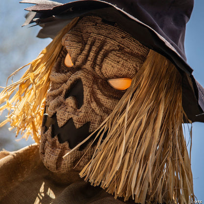 See Video! LifeSize Staked Scarecrow Raven Animated Outdoor Halloween Haunt Prop