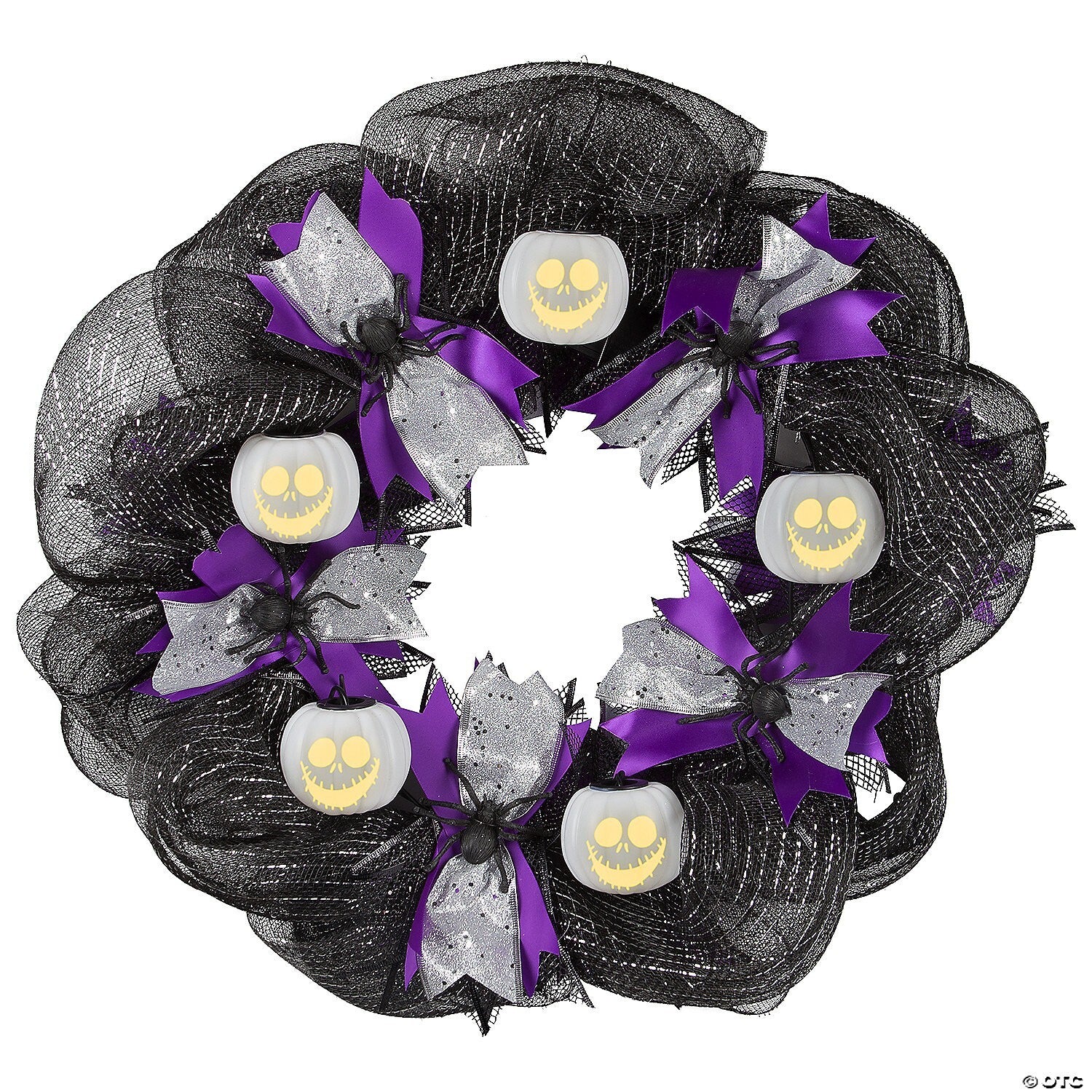22" Animated Jack Wreath Nightmare Christmas Lights Outdoor Halloween Door Decor