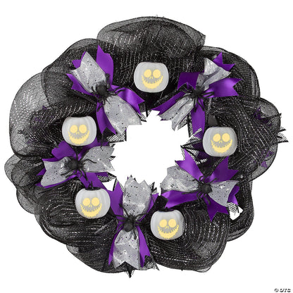22" Animated Jack Wreath Nightmare Christmas Lights Outdoor Halloween Door Decor