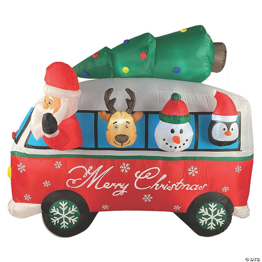 7 Ft Vintage Van Christmas Tree Inflatable Outdoor Yard Decoration Lighted Prop