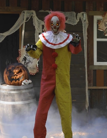 7' Pesky the Clown Killer Zombie Animated Halloween Haunted Prop Circus Carnival