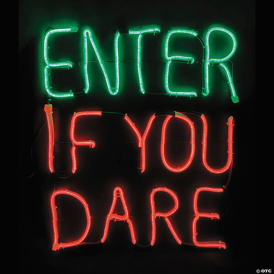 20" Lighted Neon ENTER IF YOU DARE Sign Halloween Decoration Outdoor Haunt Prop