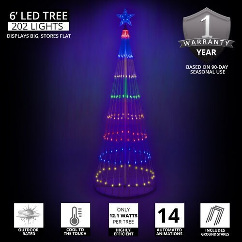 4' 6' 9' 12' Multicolor Animated LightShow Cone Tree Christmas Outdoor Yard LED