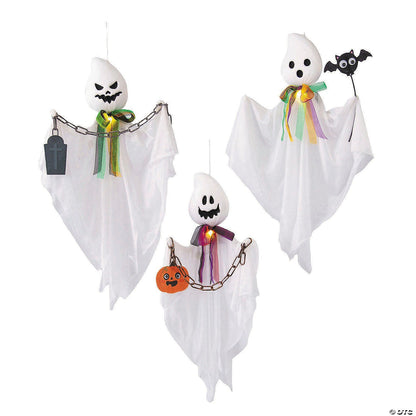 27" Set of 3 Talking Lighted Ghosts Spirit Animated Halloween Decor Prop 2025